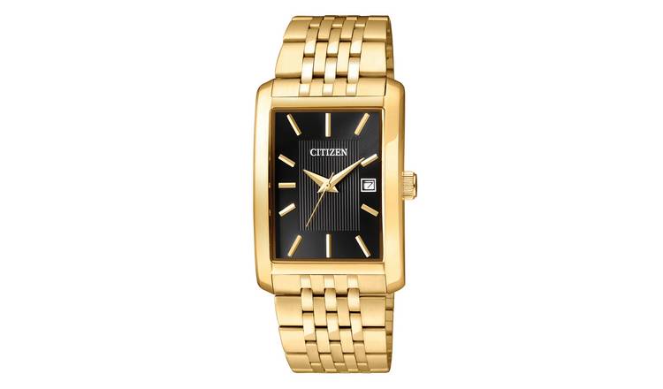 Citizen Men's Quartz Black Dial Gold Tone Stainless Steel Bracelet Watch