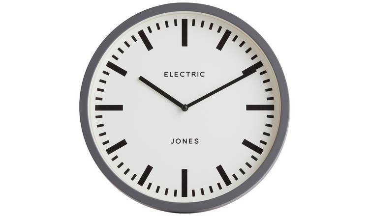 Buy Jones Electric Wall Clock Grey Clocks Argos