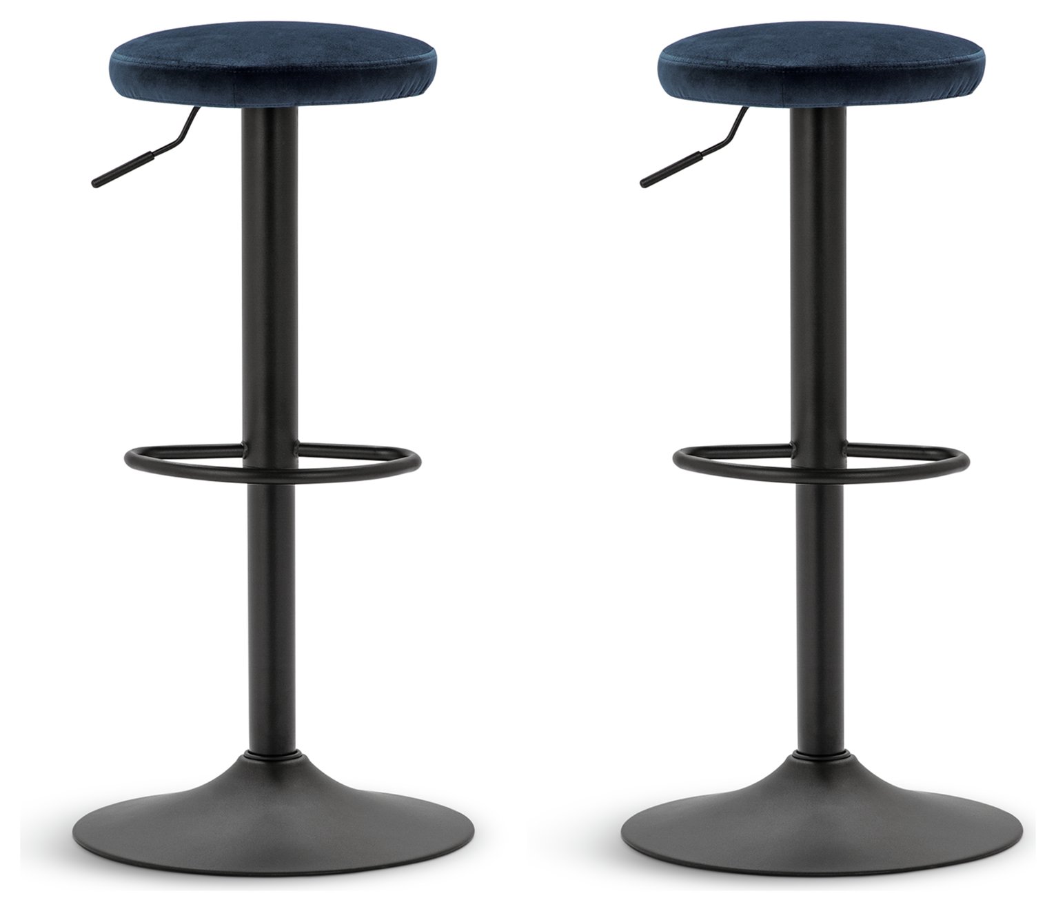 Habitat Hewitt Pair of Velvet Bar Stools - Blue