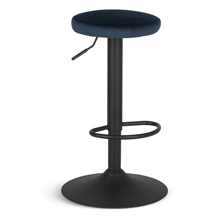 Habitat Hewitt Pair of Velvet Bar Stools - Blue 0