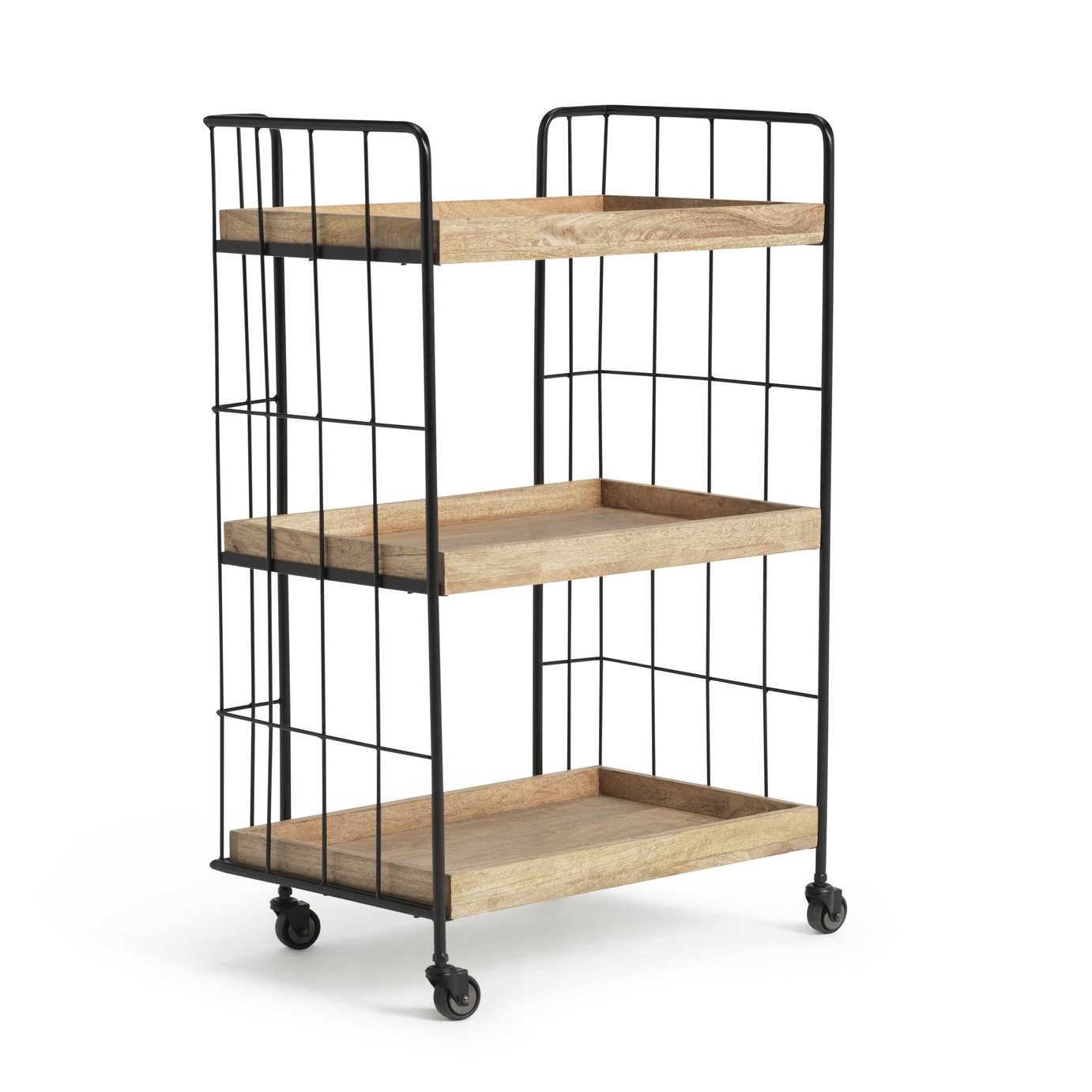 Habitat Kai Wood Drinks Trolley - Black & Mango