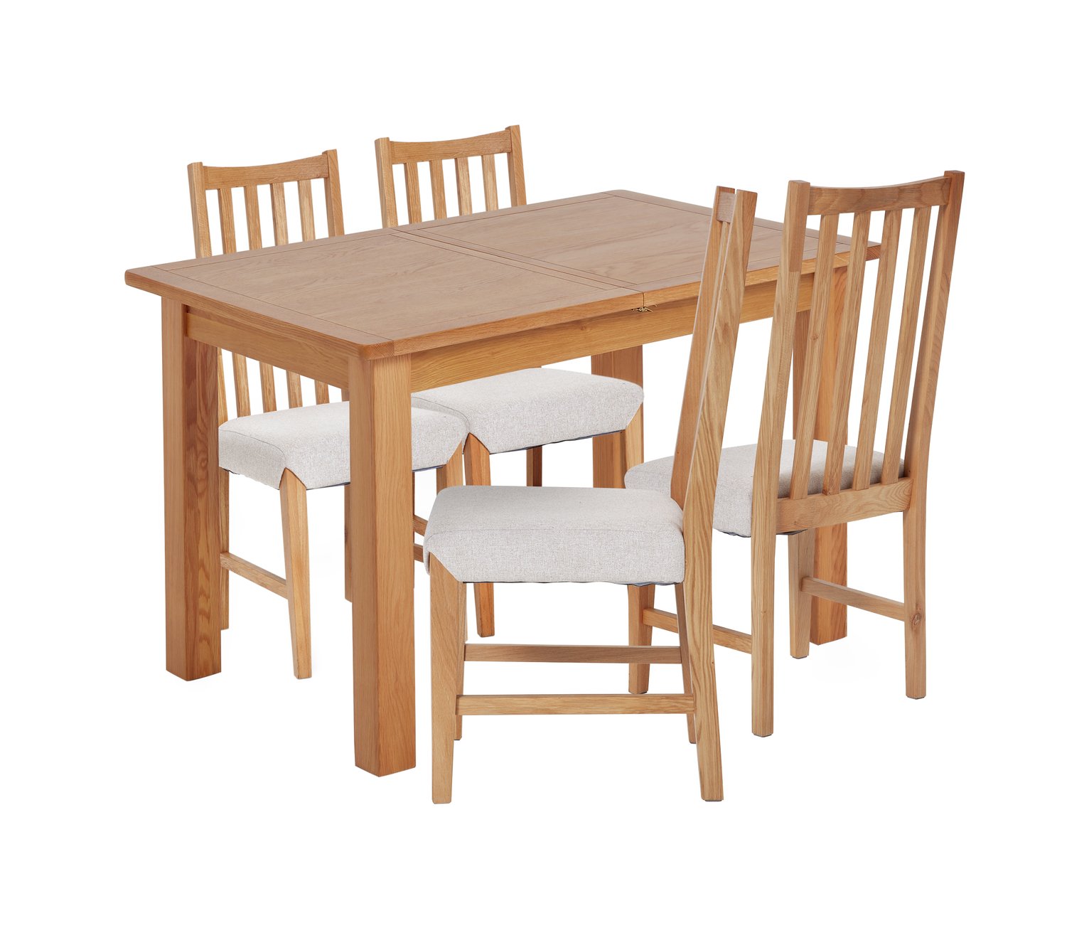 Argos Home Ashwell Wood Veneer Dining Table & 4 Oak Chairs