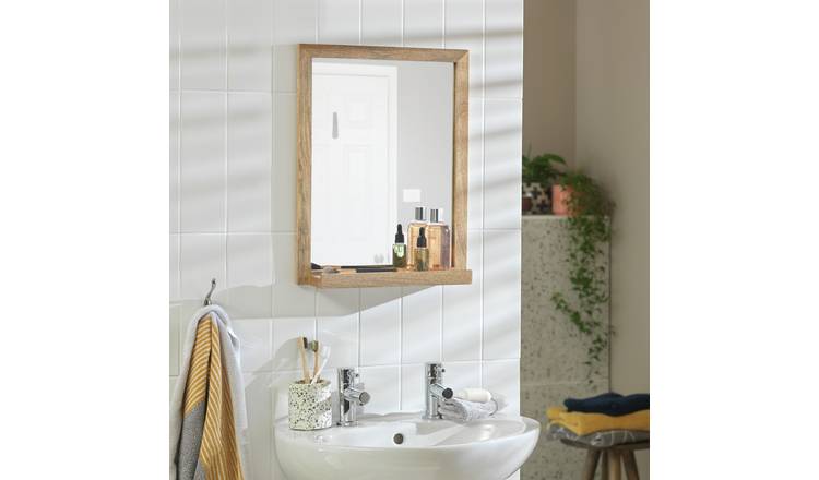 Buy Habitat Mango Wood Mirror with Shelf - Natural