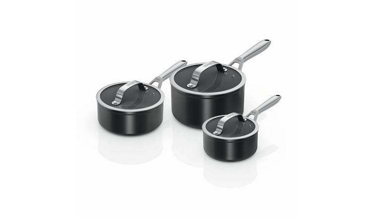 Ninja Ceramic Pro 3 Piece Aluminium Sauce Pan Set - Black