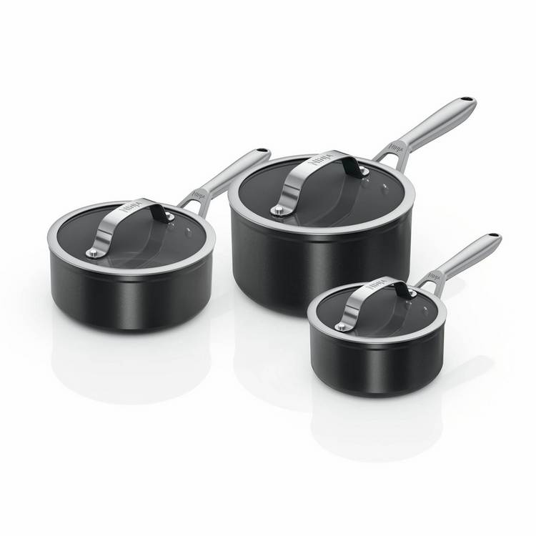 Ninja Ceramic Pro 3 Piece Aluminium Sauce Pan Set - Black 0