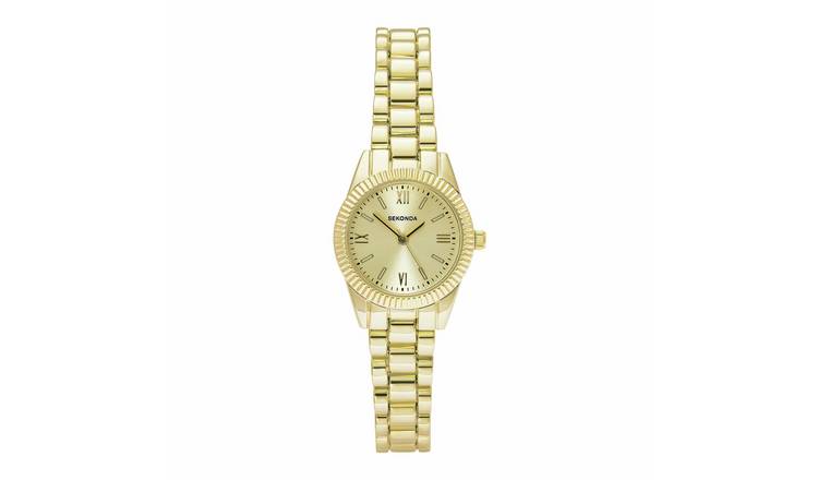 Sekonda Ladies Champagne Sunray Dial Gold Tone Bracelet Watch