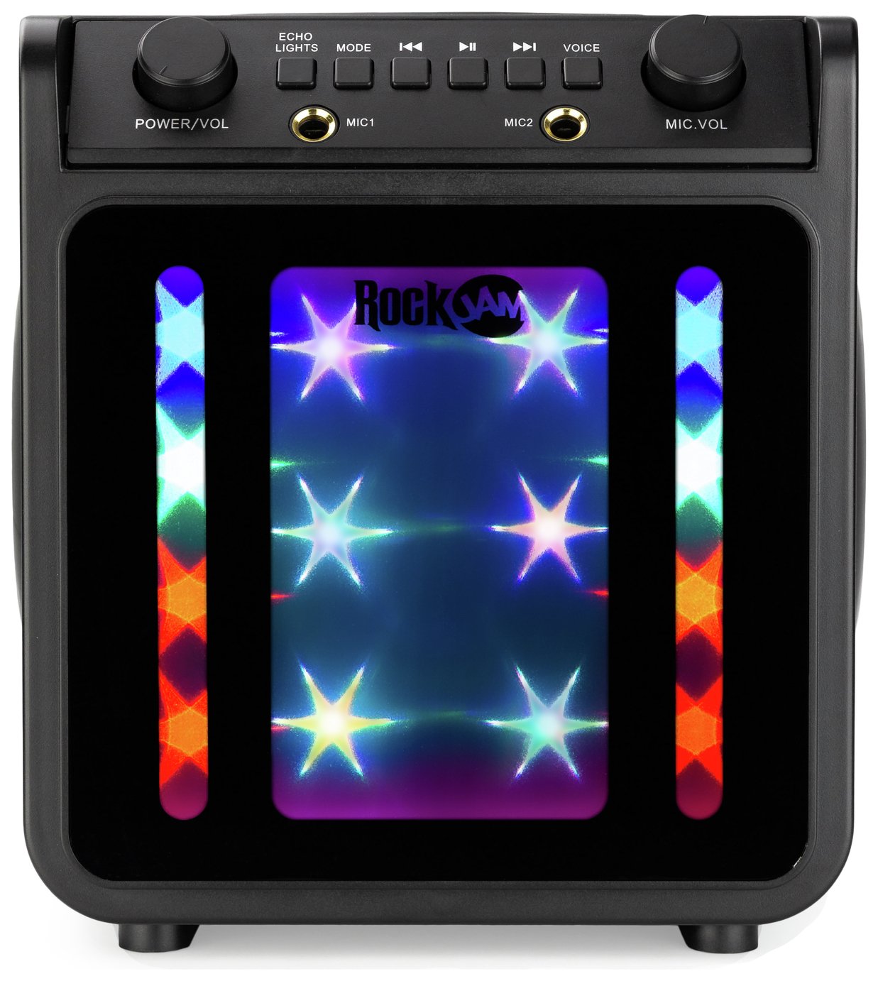 RockJam SingCube Macchina Karaoke Bluetooth 5W Con 2 Microfoni E Luci LED | Batteria Ricaricabile Per Feste E Duetti