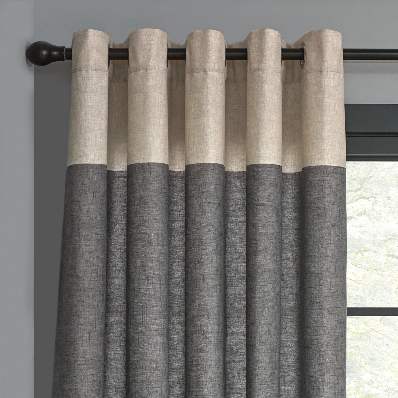 Habitat Header Lined Eyelet Curtains - Grey