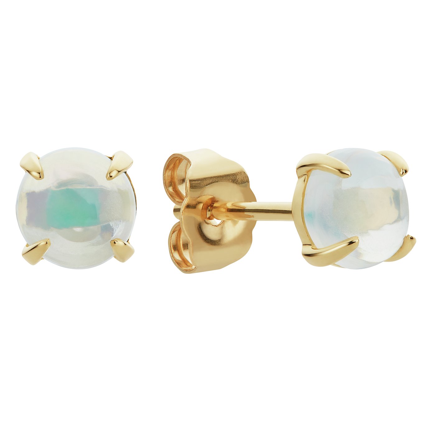 Revere 9ct Yellow Gold Round Opal Stud Earrings