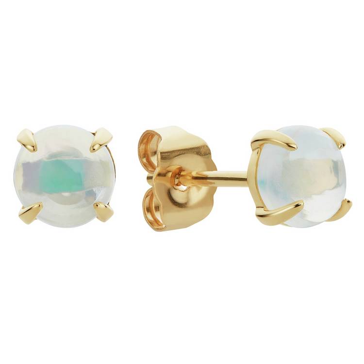 Revere 9ct Yellow Gold Round Opal Stud Earrings 0