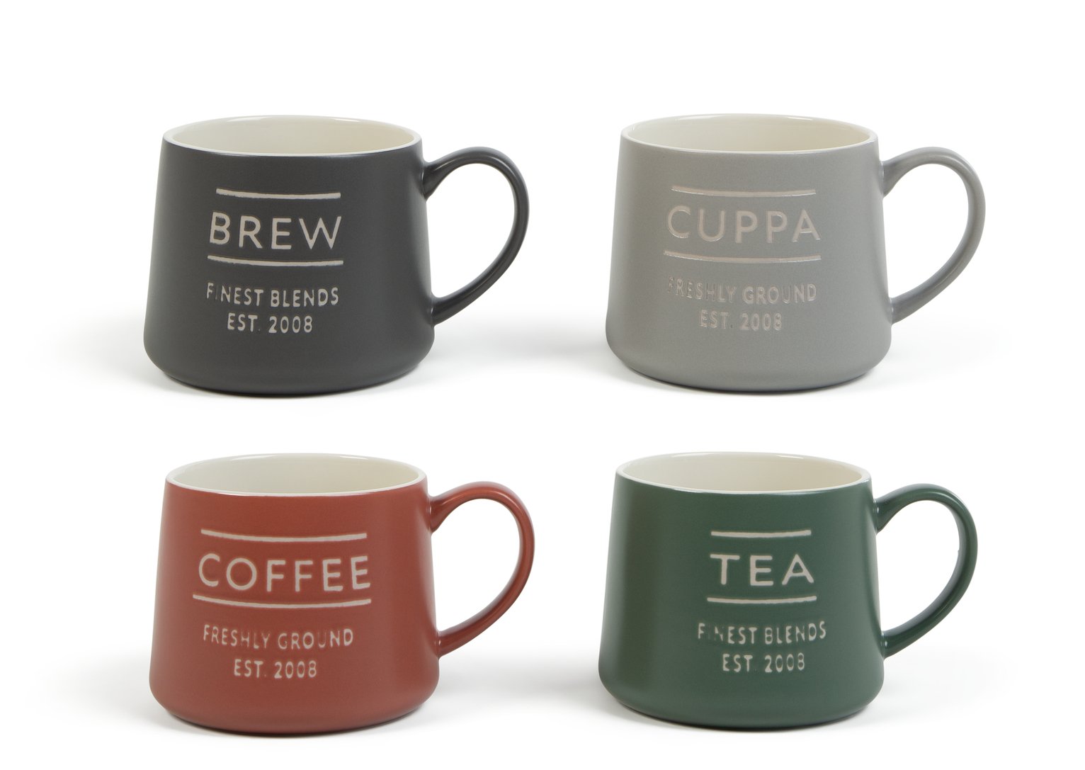 Habitat Set of 4 Tea & Coffee Slogan Mugs