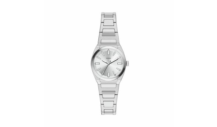 Fossil Everett Three Hand Silver Tone Stainless Steel Bracelet Watch