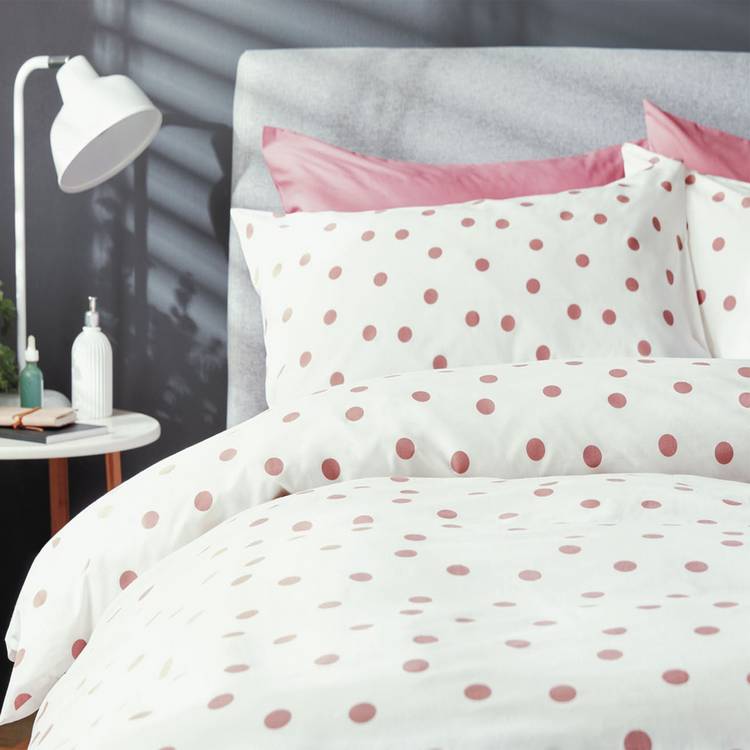 Habitat Monochrome Spot Pink Bedding Set - Single 0