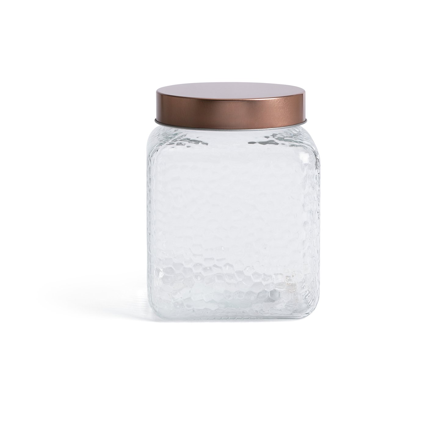 Habitat 1.7 Litre Hammered Glass Jar with Rose Gold Lid