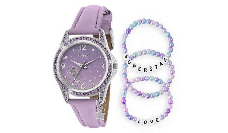 Tikkers Kids Stone Set Lilac Strap Watch and Bracelet Set
