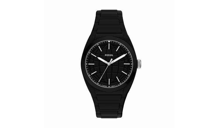 Fossil Everett Three Hand Black Silicone Strap Watch