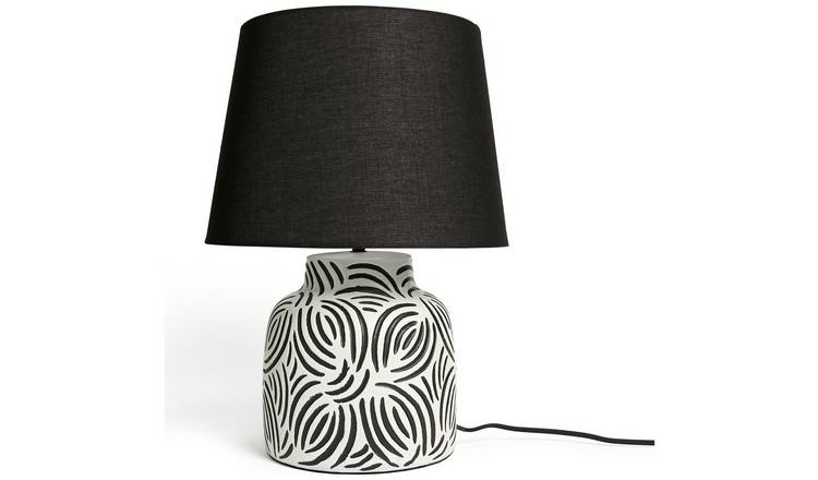 Black and white bedside on sale lamps