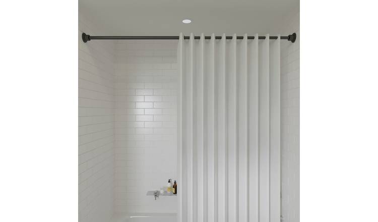 Stick n Lock Black Telescopic Shower Curtain Rail - 129.5-229.8 cm
