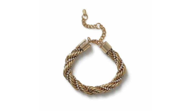 Freedom Gold Tone Crystal Chain Twist Bracelet