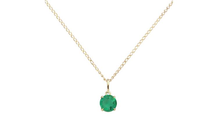 Buy Revere 9ct Gold Created Emerald Solitaire Pendant Necklace | Womens ...