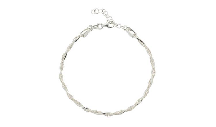 Sterling Silver Twisted Chain Bracelet —