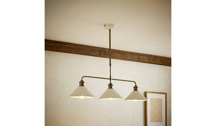 ValueLights Burford Ceramic 3 Light Ribbed Bar Light - White