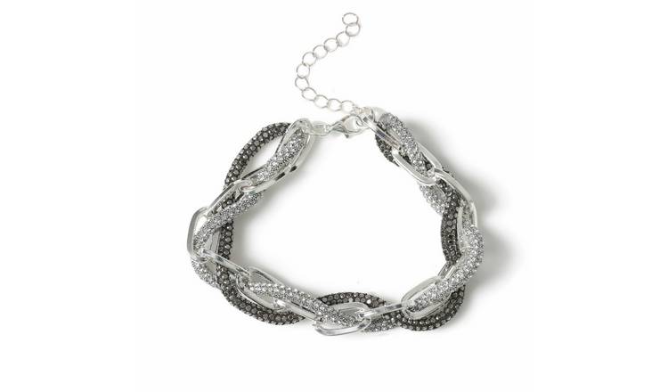 Freedom Silver Tone Jelly Linked Chain Bracelet