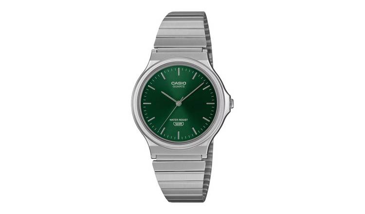 Casio Green Dial Analogue Stainless Steel Bracelet Watch