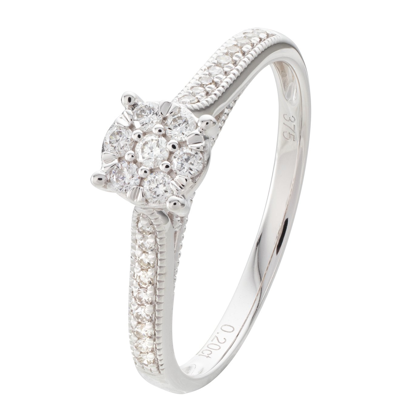 Revere 9ct White Gold 0.20ct Diamond Engagement Ring - O