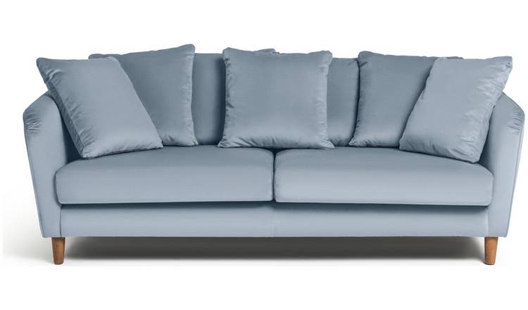 Habitat Roman 3 Seater Velvet Sofa - Blue