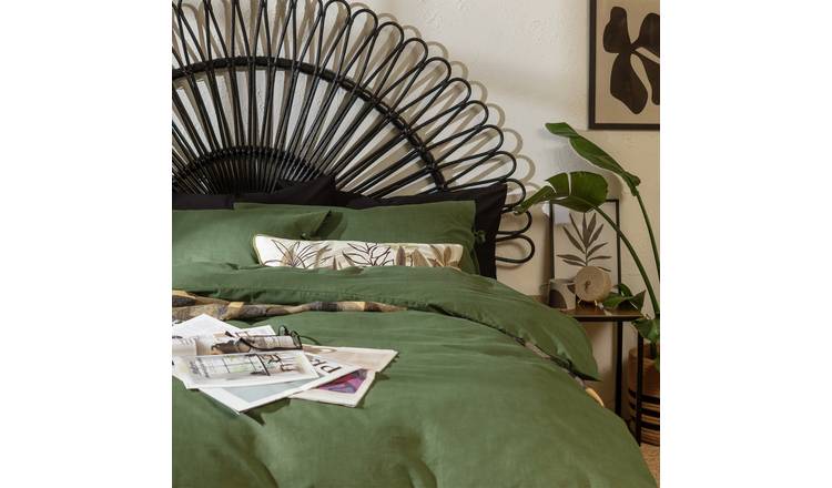 Habitat Cotton Textured Plain Green Bedding Set - Single