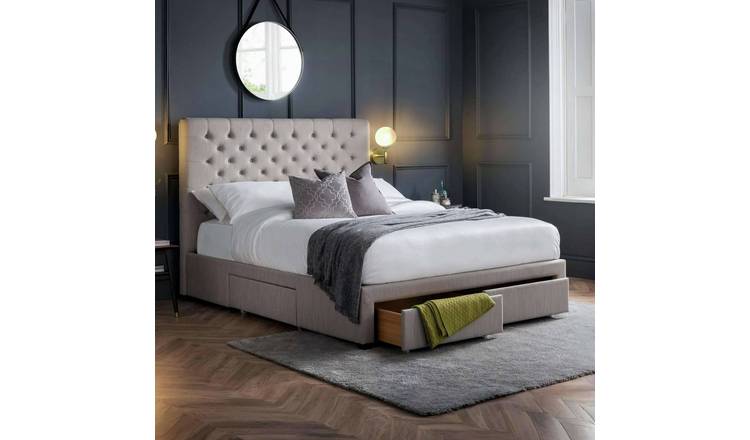 Julian Bowen Wilton Superking Linen 4 Drawer Storage Bedframe - Grey