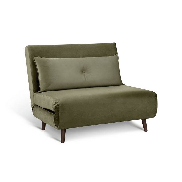 Habitat Roma Small Double Velvet Chairbed - Sage Green 0