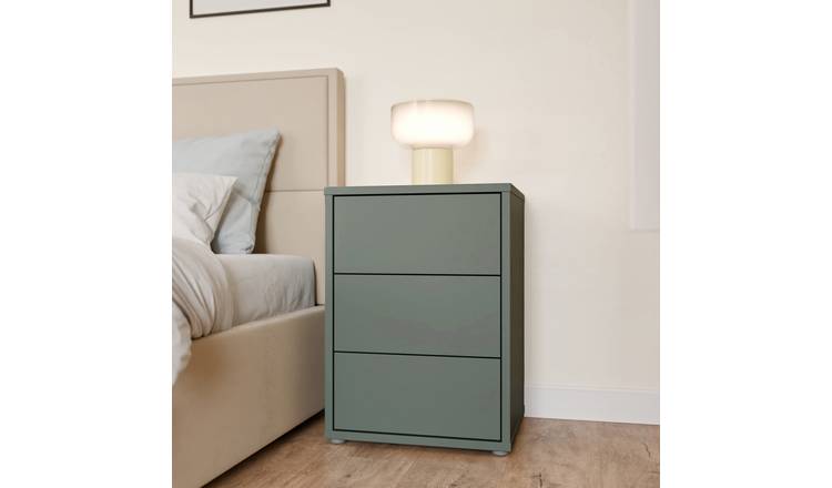 Furniture To Go Alice Springs 3 Drawer Bedside Table - Green