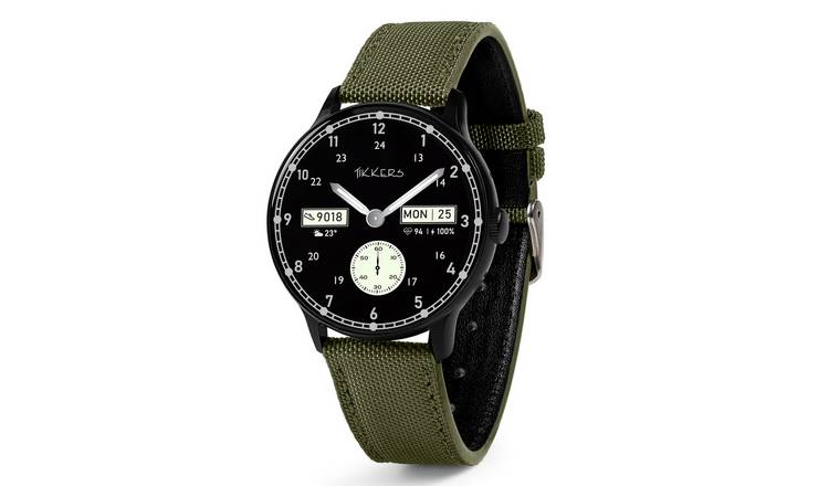 Tikkers Smart Series 60 Green Canvas Strap Smart Watch