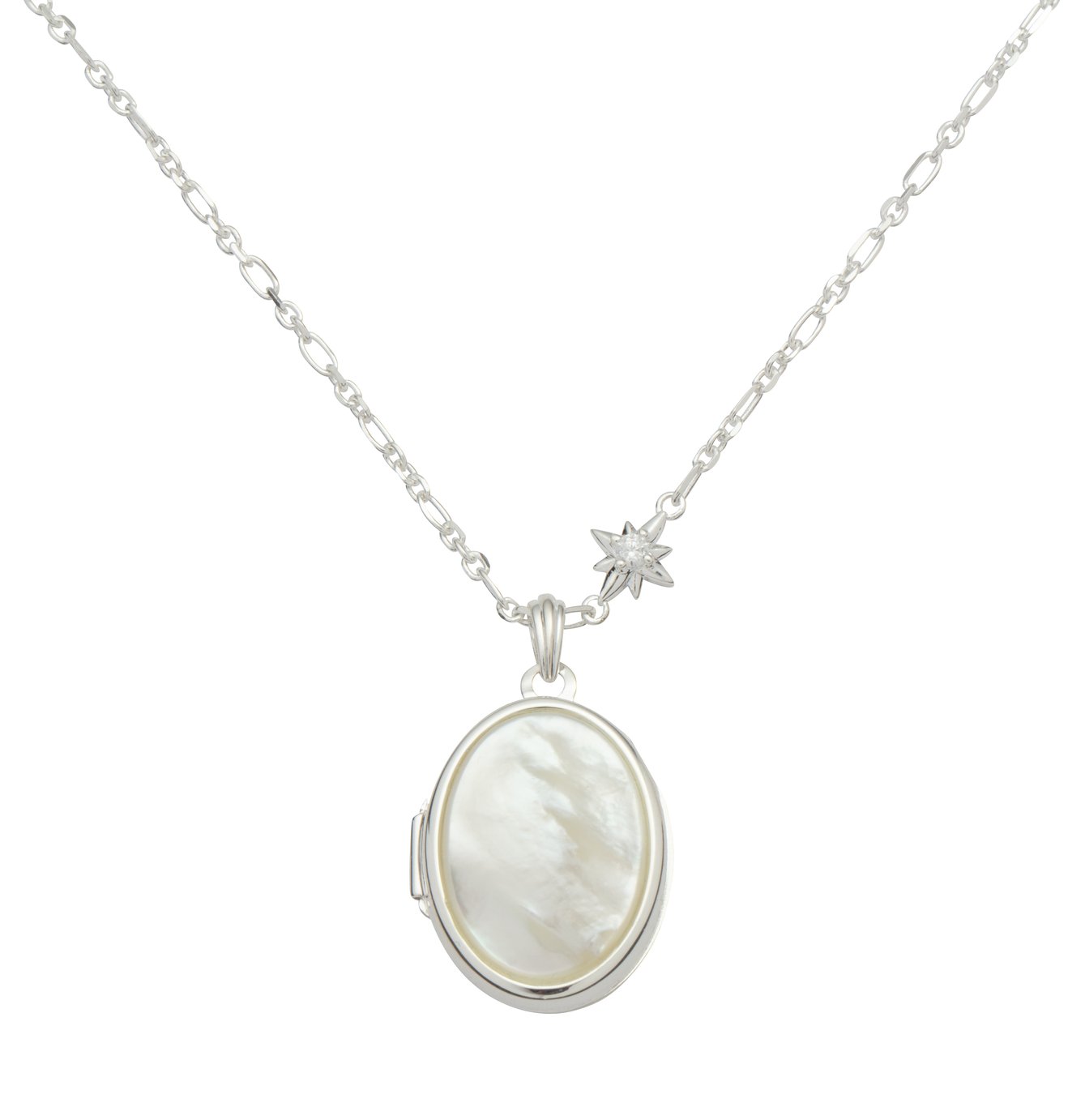 Moon and Back Sterling Silver Mother of Pearl Necklace