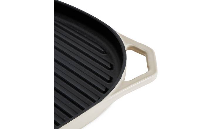 Habitat Large Cast Iron Grill Pan - Cream