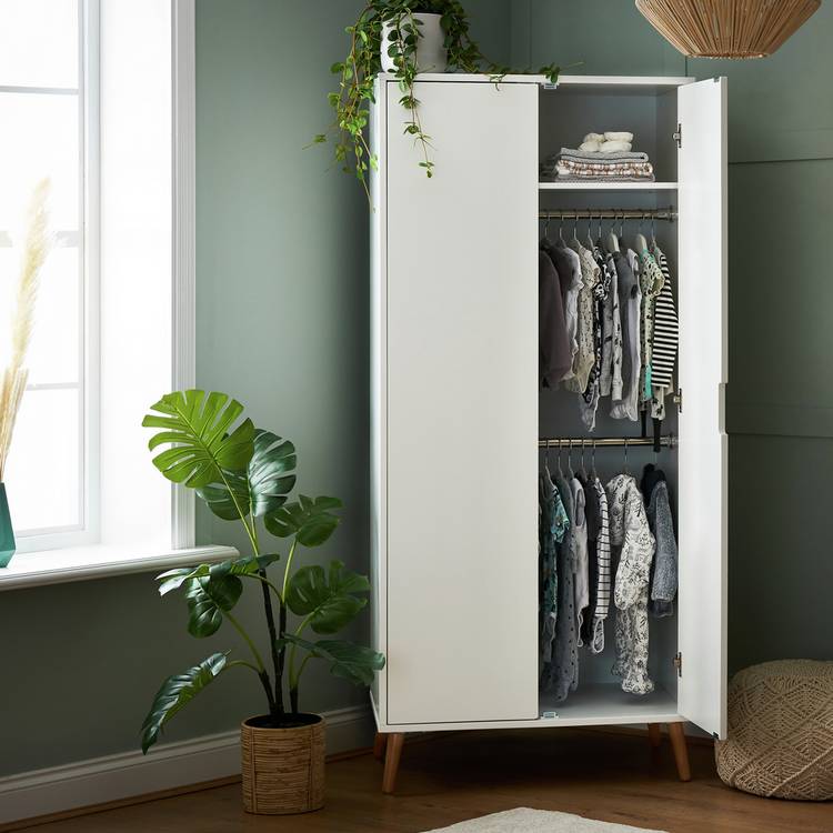 Obaby Maya Double Wardrobe - White with Natural 0