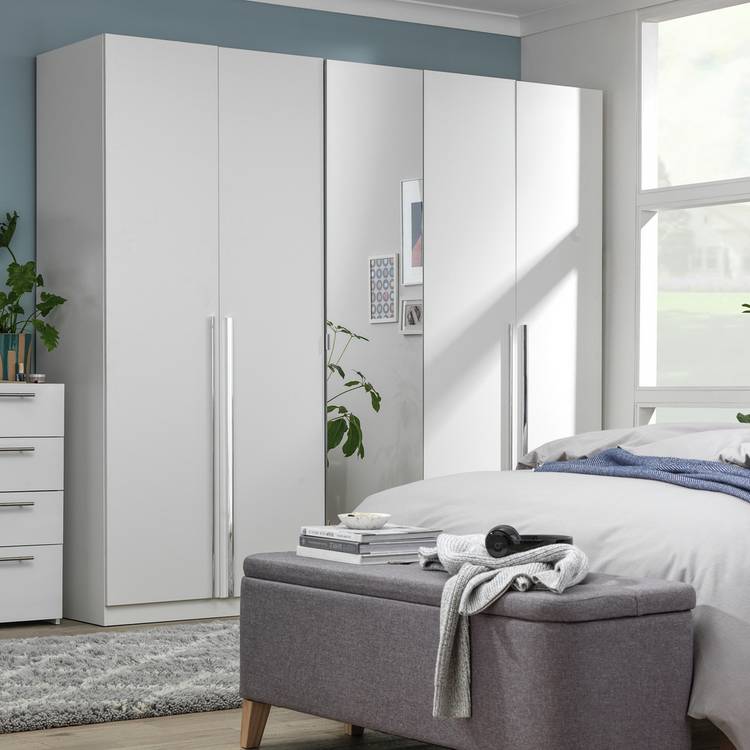 Habitat Munich 5 Door Mirror Wardrobe - White 0