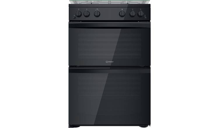 Indesit ID67G0MMB/UK 60cm Double Oven Gas Cooker - Black