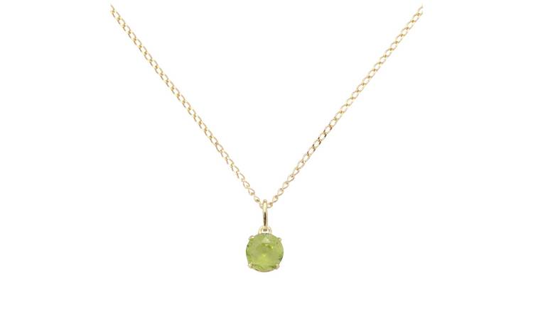 Revere 9ct Gold Round Peridot Pendant Necklace - August