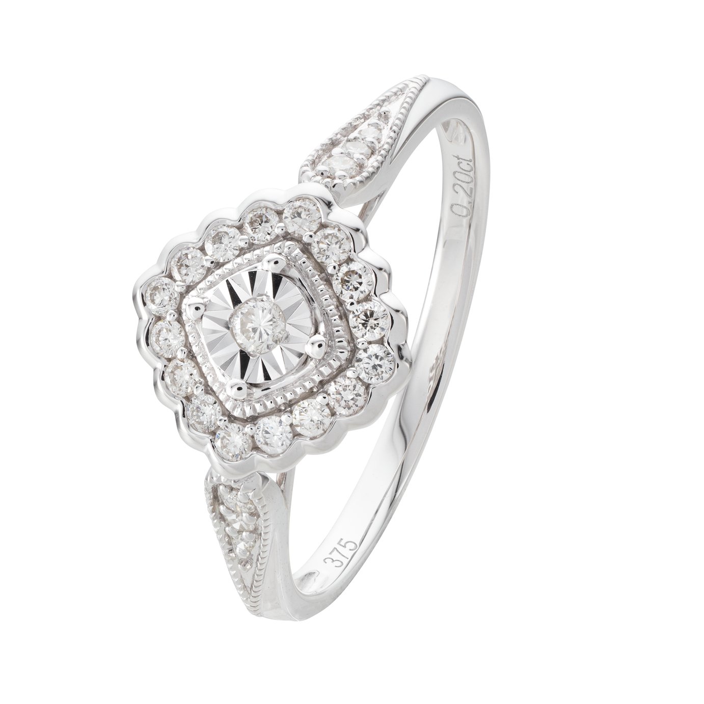 Revere 9ct White Gold 0.20ct Diamond Engagement Ring - M