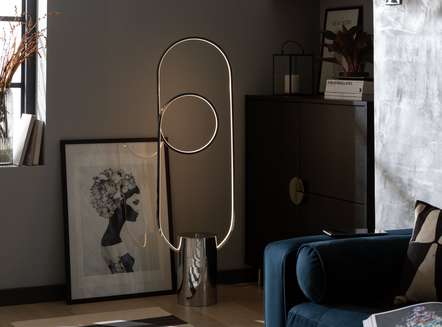 Habitat Pill LED Floor Lamp - Brushed Chrome