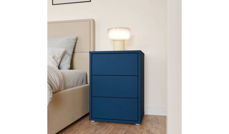 Furniture To Go Alice Springs 3 Drawer Bedside Table - Blue
