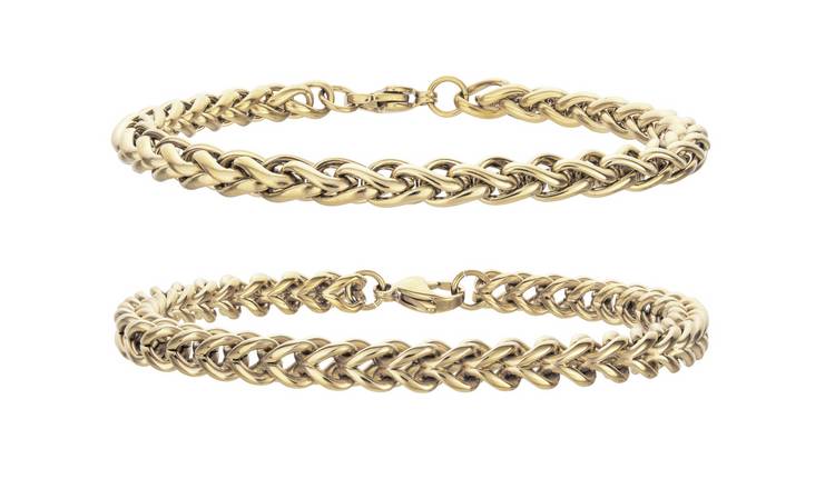Revere Men's Stainless Steel Chain Bracelet - Set of 2
