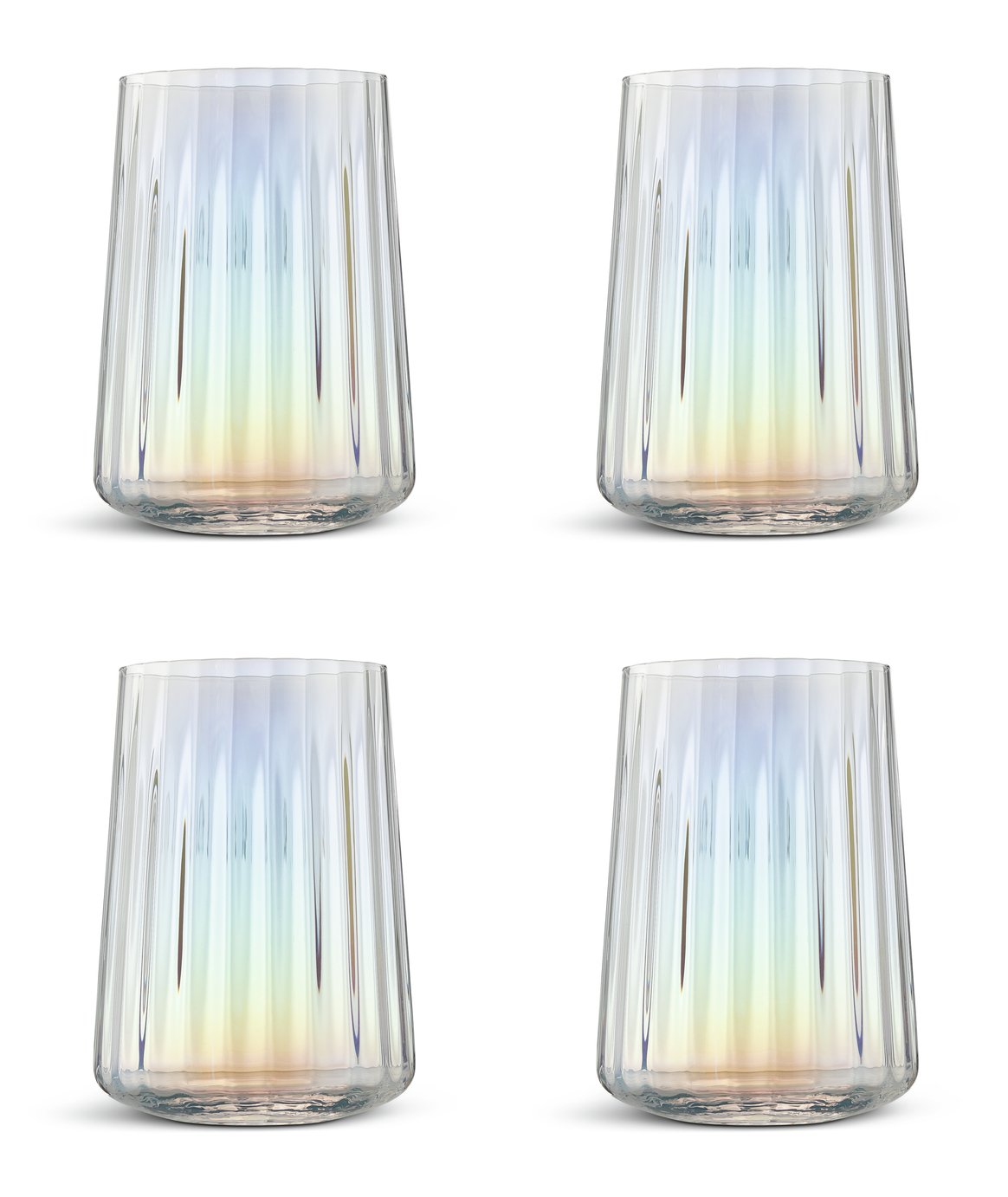 Habitat Iridescent Lustre Fluted Hi Ball Glasses