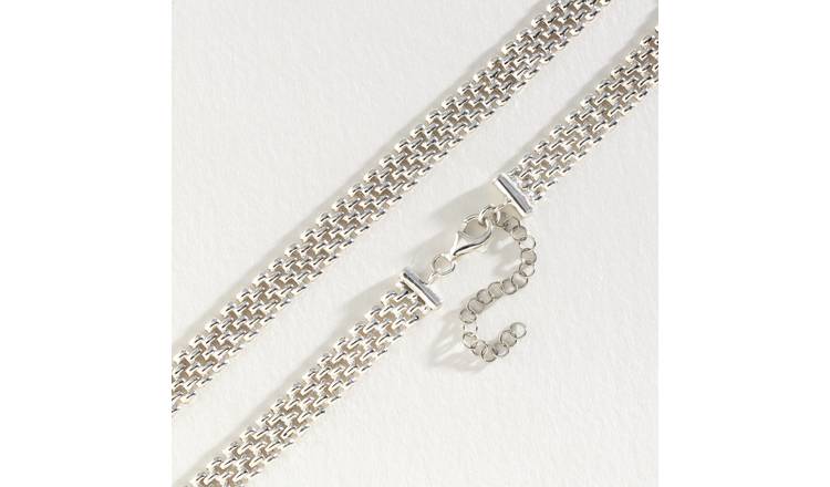 Revere Sterling Silver Panther Link Flat Chain Necklace