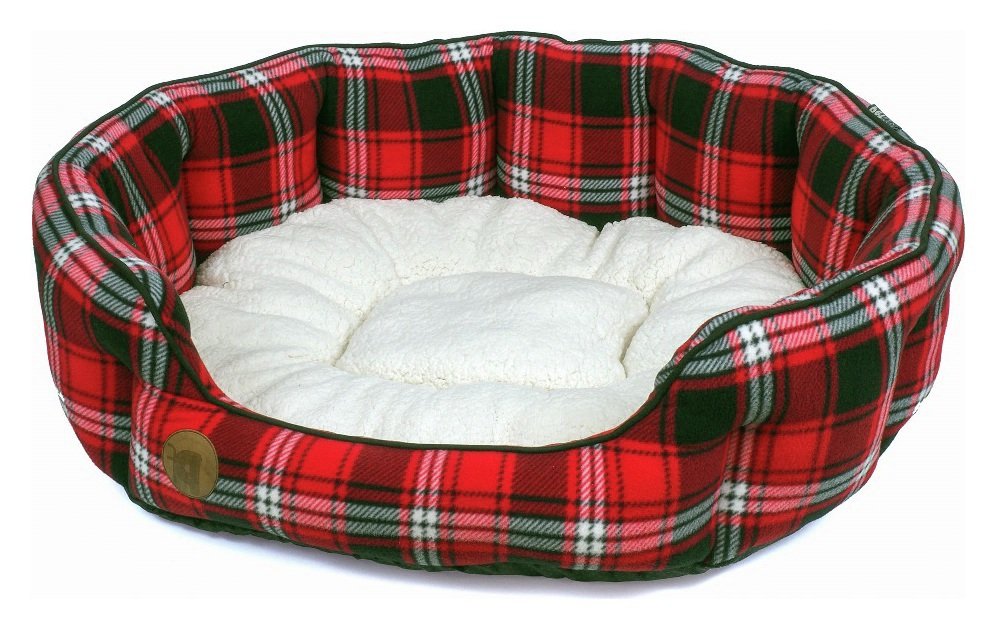 Petface Red Tartan Check Oval Bed Large
