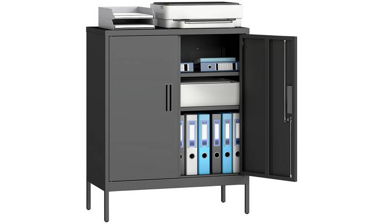 HOMCOM Metal Adjustable Storage Cabinet - Black