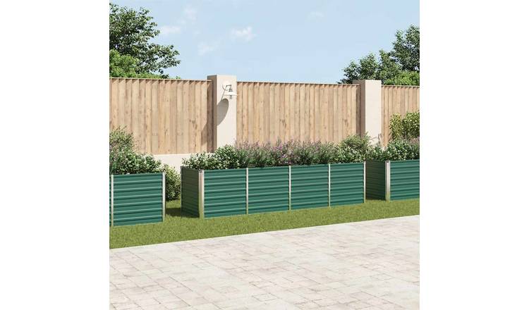 Walplus Galvanised Steel Raised Garden Bed - Green - 320 x 80 x 77 cm